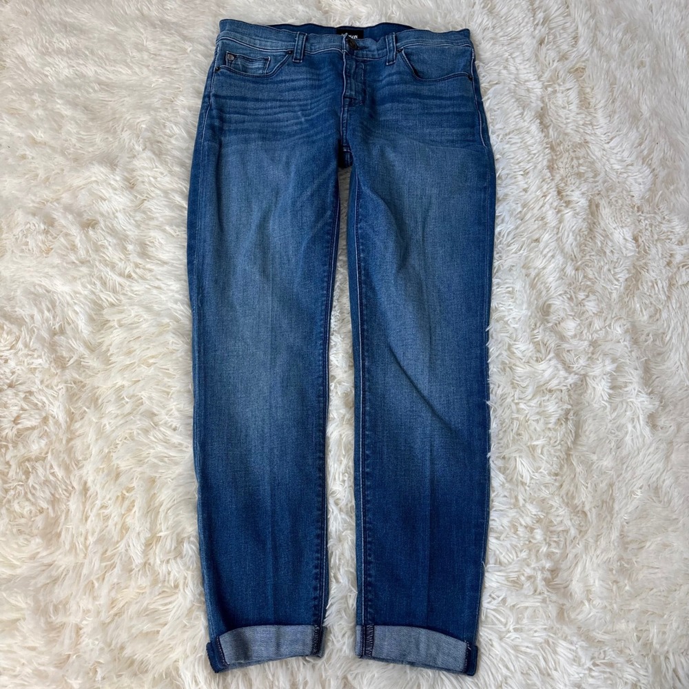 Hudson Harkin Super Skinny Jeans Medium Wash Blue Cuffed Size 29